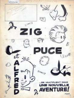 Greg | Zig Puce et Alfred. Encre de Chine sur papier pour la couverture du | Tessier Sarrou