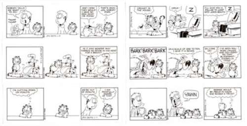 Jim Davis | Garfield Consecutive Daily Comic Strip Original Art Group of 6 (PAWS/Universal Press Syndicate, 2007). | Heritage