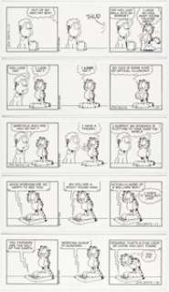 Davis, Jim | Jim Davis Garfield Consecutive Daily Comic Strip Original Art Group of 6 (PAWS/Universal Press Syndicate, 2008).... (Total: 6 Original Art) | Heritage