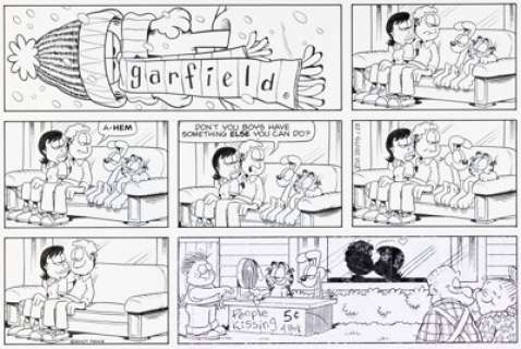 Davis, Jim | Jim Davis Garfield Sunday Comic Strip Original Art dated 1-20-08 (PAWS, 2008).... (Total: 2 Items) | Heritage