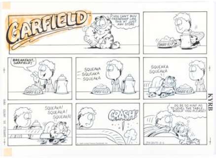 Jim Davis Garfield Sunday Comic Strip Original Art dated 3-5-89 (United Feature Syndicate, 1989). | Heritage