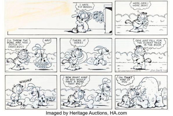 Jim Davis Garfield Sunday Comic Strip Original Art dated 4-19-87 (United Feature Syndicate, 1987). | Heritage
