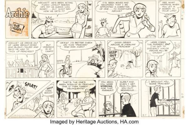 Bob Montana Archie Sunday Comic Strip Original Art dated 8-7-60 (King Features Syndicate, 1960). | Heritage