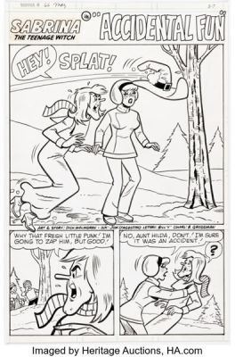 Dick Malmgren and Jon D’Agostino Sabrina, the Teenage Witch #66 "Accidental Fun" Complete 5-Page Story Original Art (Archie, 1981). (Total: 5 Original Art) | Heritage