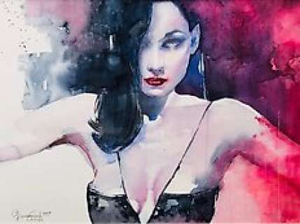 Giovanna Casotto - Original Watercolor â€œDita Von Teeseâ€ - firmato - Loose page - (2017) | Catawiki