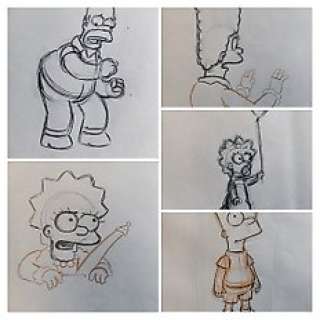 The Simpsons - Original Animation Art drawing - The whole Simpson Family - First edition (2005) | Catawiki