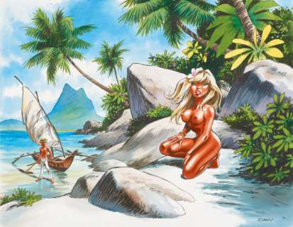 Dany (Daniel Henrotin Dit) | Olivier Rameau et Colombe Tiredaile Ã  la plage | Artcurial