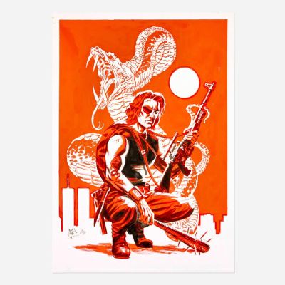 Lot 287 - Andy Belanger and Michael Cho, Snake Plissken ’Escape from New York’ Original Art | Landry Pop Auctions