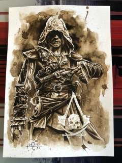 Original Coffee Painting - EDWARD KENWAY (Assassins Creed - Black Flag) - Coffeenktober (Inktober) (2020) | Catawiki