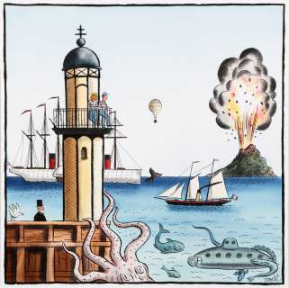 Loustal | Jules Verne, illustration Ã  l’encre de Chine … | Banque Dessinée