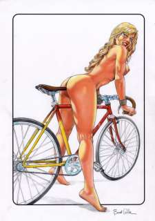 Pin Up - W. Bondi - original artwork "Bicycle race" - Loose page - Unique copy | Catawiki