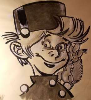 Jijé - Portrait original Spirou et Spip au lavis d’encre de chine - (1977) | Catawiki