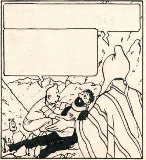 Herge | TINTIN Encre de Chine sur papier pour la case 2 de la planche 35 | Millon