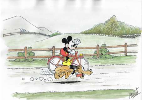 Millet - Original drawing - Mickey Mouse & Pluto | Catawiki