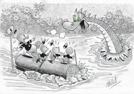 Millet - Original Drawing - DIN A3 - Donald, Huey, Dewey & Louie Duck | Catawiki
