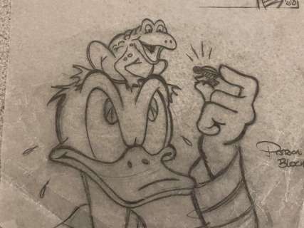 Patrick Block | Original pencil artwork by American Disney artist Patrick Block. - Drive-in Ducks - Exemplaire unique - (1996) | Catawiki