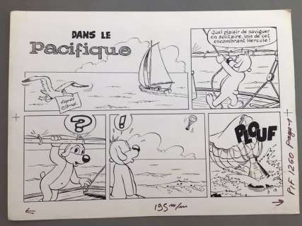 Cance, Louis | Cance, Louis - Demi-planche originale - Pif le Chien -Â Apollo 11 - (1969) | Catawiki