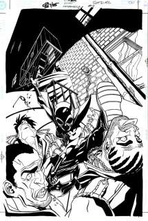 Damion Scott - batgirl #9 cover (batgirl battles 3 thugs! ) 2000