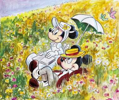 Tony Fernandez, Disney Artist | Mickey & Minnie Inspired By Claude Monet - Original Painting - Tony Fernandez Signed - Acrylic Artwork | Catawiki