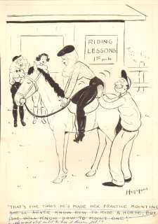 Lowell Hoppes - sexy babe horse riding gag - humorama 1955