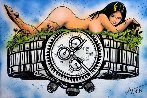 Alvin Silvrants | Alvin Silvrants - Erotic, original art - Rolex Dream Girl | Catawiki