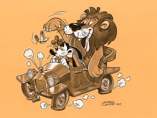 Moreno Chiste | “Topolino e Lea leonessa buffa” (Goofy and Agnes) – Illustrazione | Cart Gallery