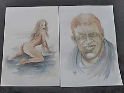 Patrick Cornelis - De Huivering/Virus - 2 Originele tekeningen door Patrick Cornelis - Formaat (2x): 29,7 x 42 cm. - Gesigneerd