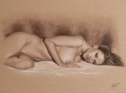 Denis Prenzel | Denis Prenzel - Original drawing - Pin-up - Samira - Size: 30 x 40 cm. | Catawiki