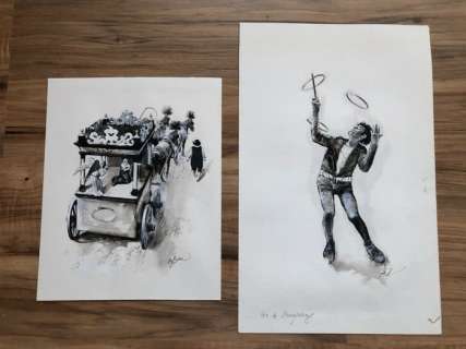 Follet, René | Follet, René - 2x Dessin original - Ommegang de Bruxelles | Catawiki