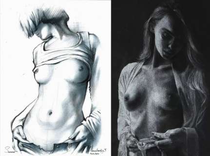 Nataliia Sly, Yaroslav Novostavskiy | Pin Up - Novostavskiy + Sly - 2x A3 + A4 Original Artworks Sexy Girls Signed - Page volante - (2021) | Catawiki