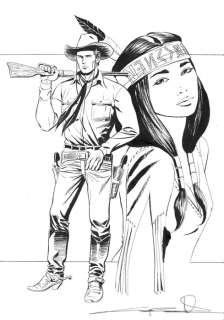 Giuseppe Candita | Tex - G. Candita - original artwork "Tex e la sua amata Lilyth" - Page volante - Exemplaire unique (2020) | Catawiki