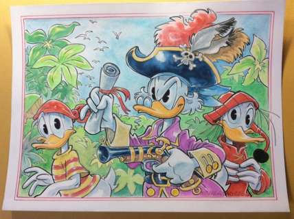 Alessandro Gottardo | Donald Duck - Original illustration in colour - â€œCapitan Scroogeâ€ - Size: 30,5 x 23 cm. - (2020) | Catawiki