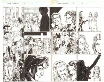 Mark Bagley, Scott Hanna - ultimate spider-man #78 pgs. 12 & 13 - mj, liz allen, and 1st app of mark raxton (molten man) dps - 2005 signed