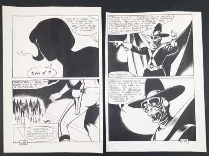 Magnus | Gesebel n. 4 - Magnus - 2x Tavole Originali nn. 114, 115 "La Notte dei Pipistrelli" - Page volante - Exemplaire unique - (1966) | Catawiki