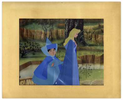 Large Disney Cel From ’’Sleeping Beauty’’ -- Depicting Princess Aurora With Her Fairy Godmother Merryweather | Nate Sanders