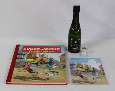 Paul Geerts / Eric de Rop | Suske en Wiske - De gekke gokker - Middelkerke editie - Doos met hardcover met linnen rug + mapje met ex-libris + champagne flesje en dop - 200 ex. - EO - (2021) | Catawiki