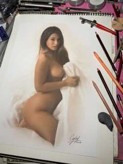 Calas, J.M. | Jean Michel Calas - Dessin original en couleur - Adorable sanguine - Format: 29,7 x 42 cm. - (2021) | Catawiki