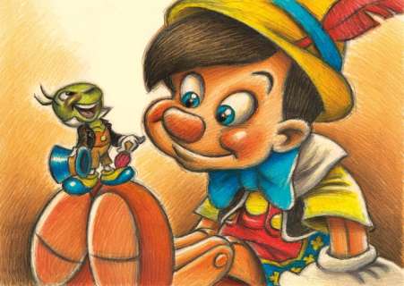 Joan Vizcarra | Pinocchio & Jiminy Cricket - Fine Art Giclée - Joan Vizcarra - Hand Signed - EO | Catawiki