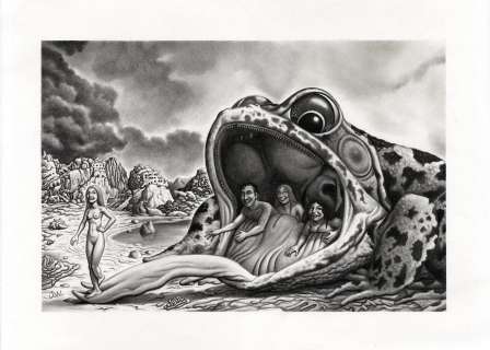 Jim Woodring - Immigrants (Welcome To Our Shores) - Charcoal Drawing