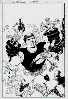 Aaron Lopresti - Justice League: Generation Lost #23 Cover (9 Heroes Battling Including Batman & Booster Gold!) 2011