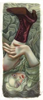 Benjamin Lacombe - Illustration originale,  Alice recroquevillée - Alice au pays des merveilles