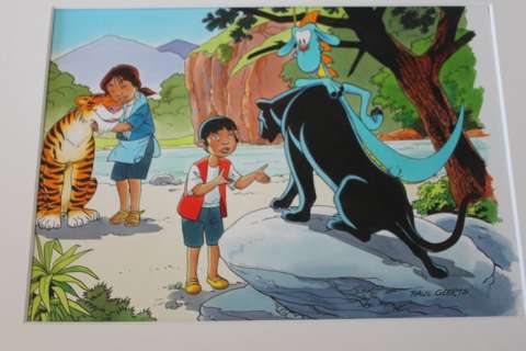 Paul Geerts (Suske En Wiske) | Mo en Jade - De wraak van Katampa met originele tekening - Cartonné - (2016) | Catawiki