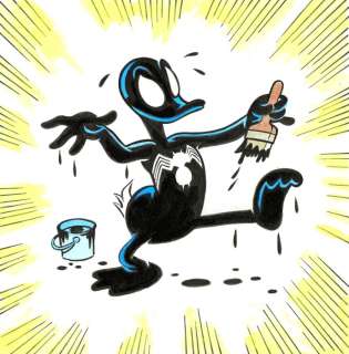 Tony Fernandez, Disney Artist | Donald Duck inspired by Venom - Original Painting - Signed by Tony Fernandez - 50 x 35 cm - Acrylic Art | Catawiki