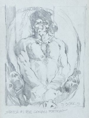 Jeffrey Catherine Jones | Sketch #1 for Conan (1970s) | Shasta/Phoenix