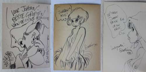 Walthéry - Goed / Zeer Goed | Walthéry - Natasja + De ouwe Blauwe + Tchantchès - 3x met opdrachttekening - Broché - EO - (1971/1988) | Catawiki