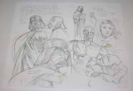 Jason Armstrong - star wars drawings for dark horse: darth vader, princess leia, stormtroopr, & c-3po