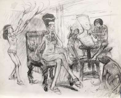 René Follet | René Follet - Crayonné original - Nefertiti - (1988) | Catawiki