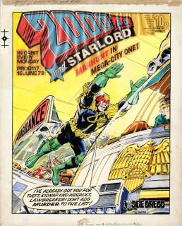 Ron Smith - 2000ad prog 117 cover - judge dredd - ron smith art