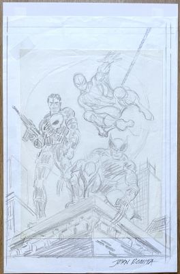 Romita, John Sr. - Spider-Man / Wolverine / Punisher poster preliminary