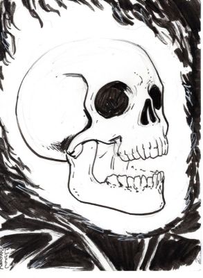 GHOST RIDER SKETCH CARD INKED ORIGINAL ART SIGNED JASON BAROODY